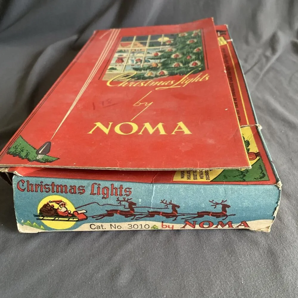 Vintage Christmas NOMA LITES 2 Wire Light Strand w Bead Original Box